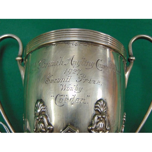 29 - Silver two handled trophy, engraved 'N.W Branch Angling Competition 1927 second prize' won by 