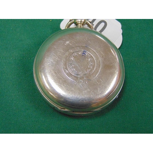 40 - Silver cased pocket watch, keywind, movement numbered 788954, case hallmarked Chester 1913.