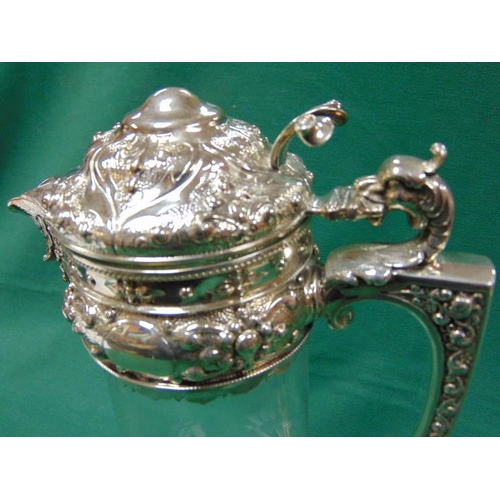 85 - Good Victorian silver mounted antique claret jug, maker WB London 1872.