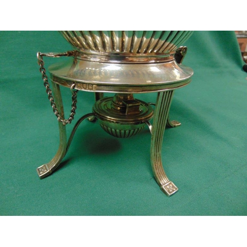 94 - Silver spirit kettle on stand having gadrooned decoration, makers mark Goldsmiths & Silversmiths Co.... 