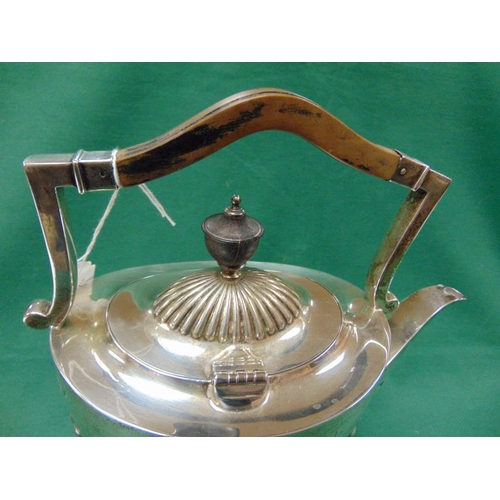 94 - Silver spirit kettle on stand having gadrooned decoration, makers mark Goldsmiths & Silversmiths Co.... 