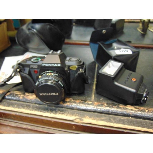 109 - Pentax P30 camera and AF2005 flash.