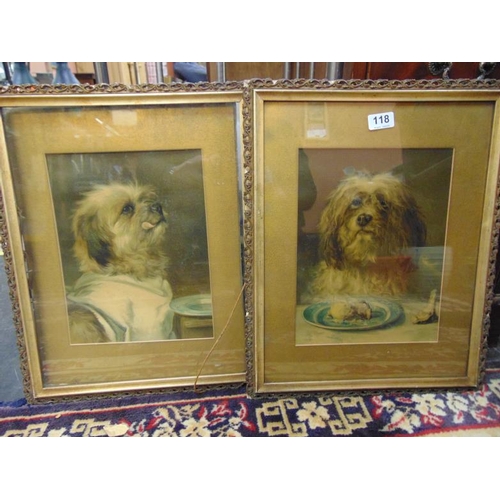 118 - Pair of antique colour prints, Terriers.