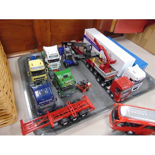 135 - Two trays of Corgi collectable model trucks and trailers, etc.