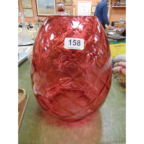 158 - Cranberry glass light shade, 12