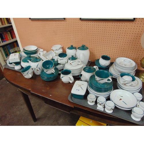 174 - Comprehensive Denby Green Wheat tea and dinner service.