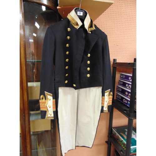 22 - Formal Naval dress coat, property of Captain Surgeon M.S. Moore, BA RN.
