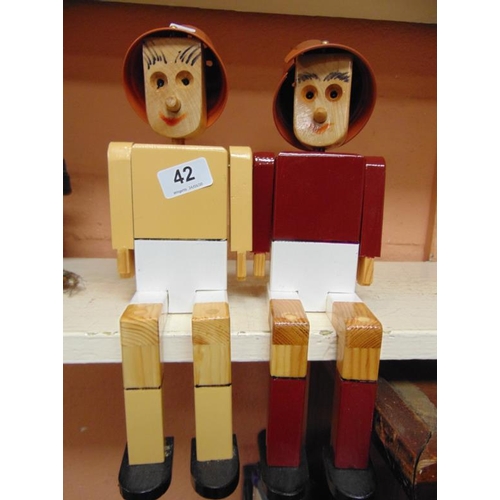 42 - Pair of painted wooden figures of Bill and Ben.
