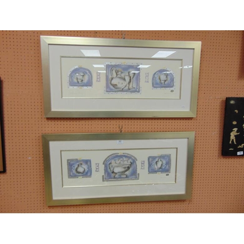 77 - Kevin Blackham, pair of framed and glazed mixed media studies, Le Bonne Vie I & II, signed in pencil... 