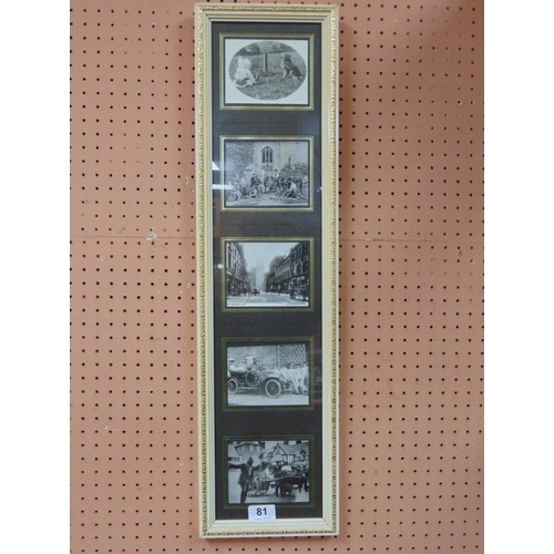 81 - Framed set of five black and white photographs, local scenes.