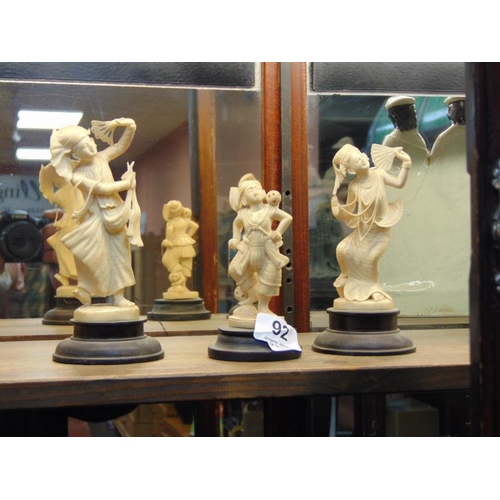 92 - Three late 19th century Indian ivory figures.