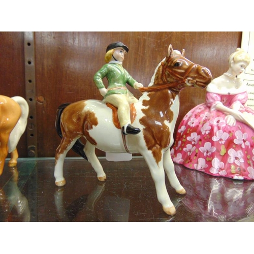 202 - Beswick Horse Girl on Pony No. 1500, gloss finish, Green jacket 6