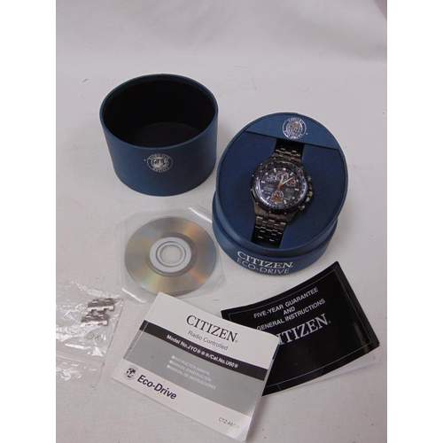 222 - Citizen Eco Drive Pro Master Sky Hawk Radio controlled sapphire glass watch in original box and with... 