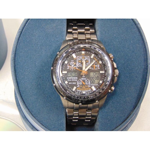 222 - Citizen Eco Drive Pro Master Sky Hawk Radio controlled sapphire glass watch in original box and with... 
