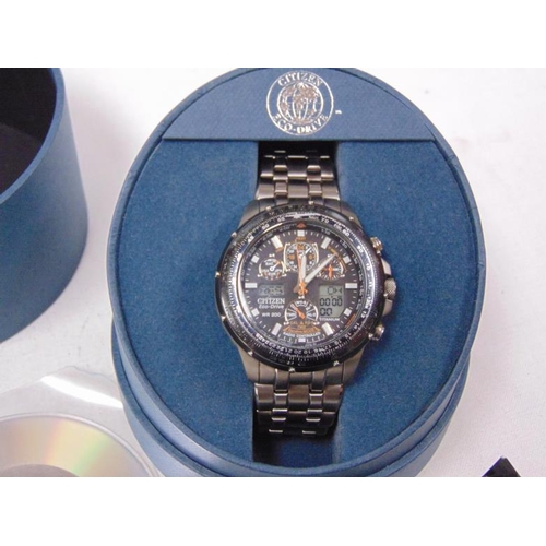 222 - Citizen Eco Drive Pro Master Sky Hawk Radio controlled sapphire glass watch in original box and with... 