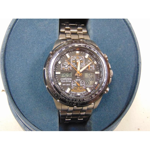 222 - Citizen Eco Drive Pro Master Sky Hawk Radio controlled sapphire glass watch in original box and with... 