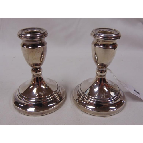 225 - Pair of squat form Silver candlesticks , Birmingham 1978, each 5