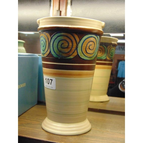 107 - Royal Cauldon Art Deco vase, 8.5 in. high.