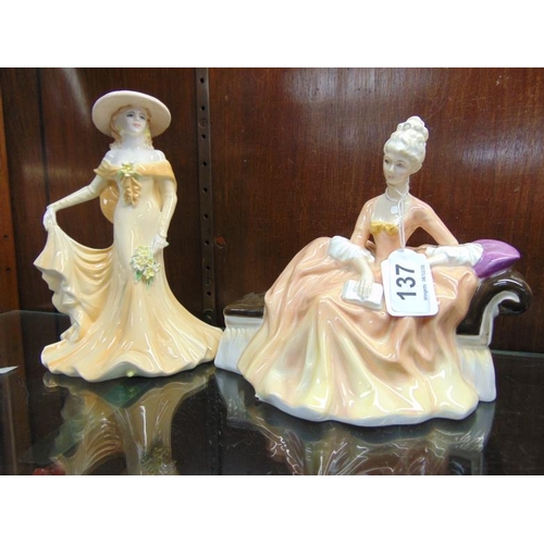 137 - Royal Doulton figure Reverie (second) and a Coalport figure.