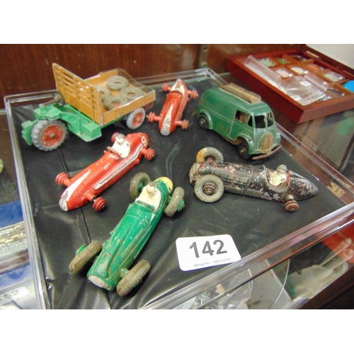 142 - Six vintage collectible scale model vehicles.