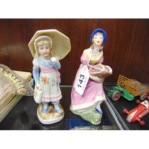 143 - Coalport figure, and a continental figurine.