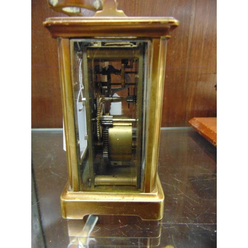 146 - French gilded brass cased carriage clock.