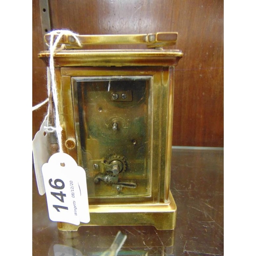 146 - French gilded brass cased carriage clock.