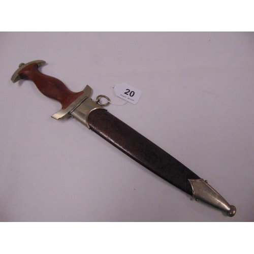 20 - Hermann Schneider Nazi dagger, the 8.75 in. blade engraved Alles Fur Deutschland, handle stamped NS.