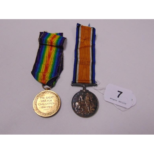 7 - World War One War Medal and Victory Medal to 203563 Pte. P.R. Platt. Y. & L. R