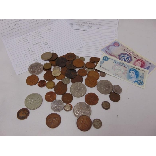 135 - Various British coins and notes - see list.