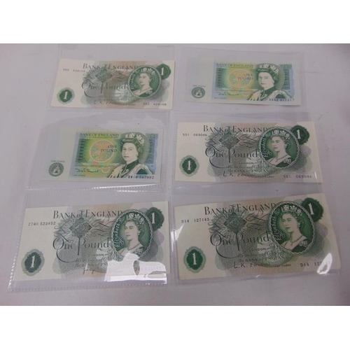 145 - 12 One Pound notes, Beale to Somerset, in good condition.