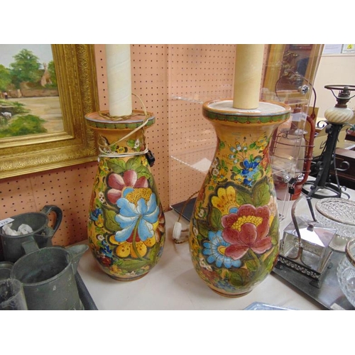 175 - Pair of Faenza Morelli studio pottery table lamps, each 17