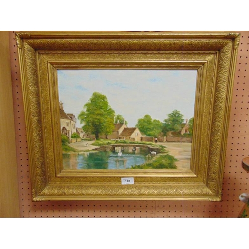 178 - K.Thompson 1989, framed oil painting onboard, Lower Slaughter, signed lower right, 12 x 15