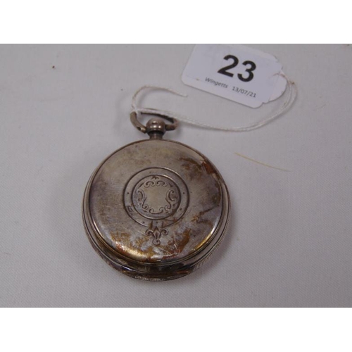 23 - Victorian silver cased pocket watch, A. Livingstone Manchester, Chester 1899.