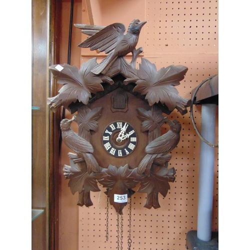 253 - Carved cuckoo clock.