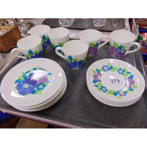 279 - 12 piece Royal Tuscan 'Romany' pattern tea set.