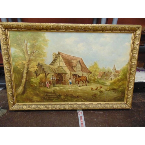 372 - Stanley, framed oil painting on board, country scene, signed lower left . 24 x 41