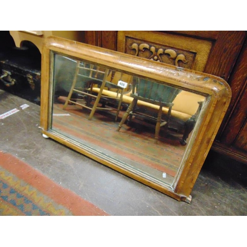 408 - Victorian walnut framed over mantle mirror. 22 x 36