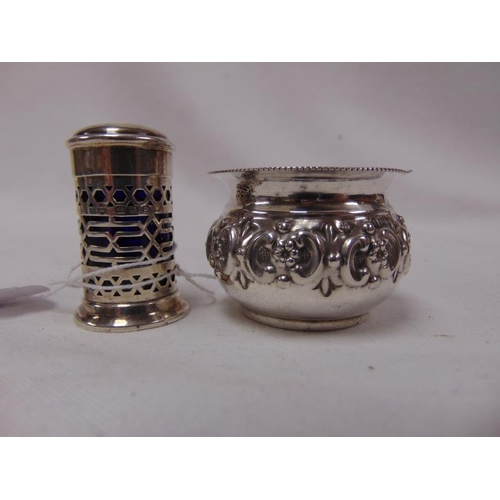 479 - Birmingham silver salt, together with a silver pepper pot. (2)