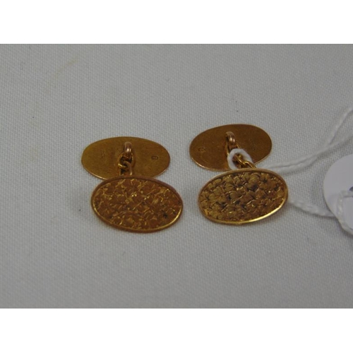 9 - Pair of oval 9ct gold cufflinks, 4.8g.