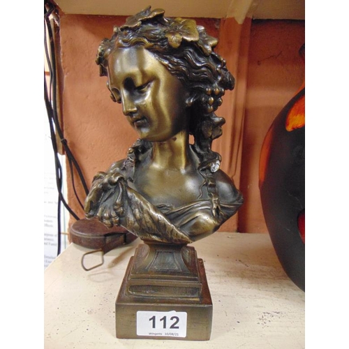 112 - Bronze effect bust of a young girl, 9.5
