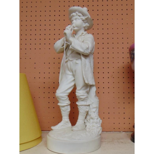 116 - Afdter R. J. Morris, Parianware figure od a boy playing a pipe, 16