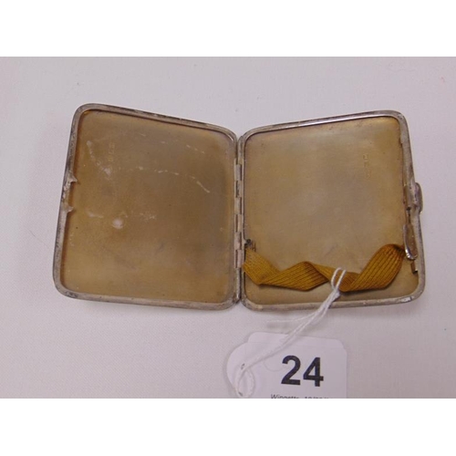 24 - George V silver cigarette case, inscribed N. W. H. Puppy Show 1930 Third Prize Dog 