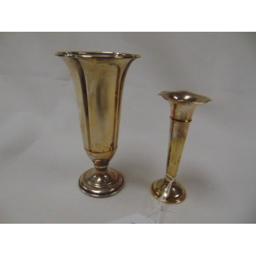 29 - Silver trumpet shaped vase with weighted base, 5.25