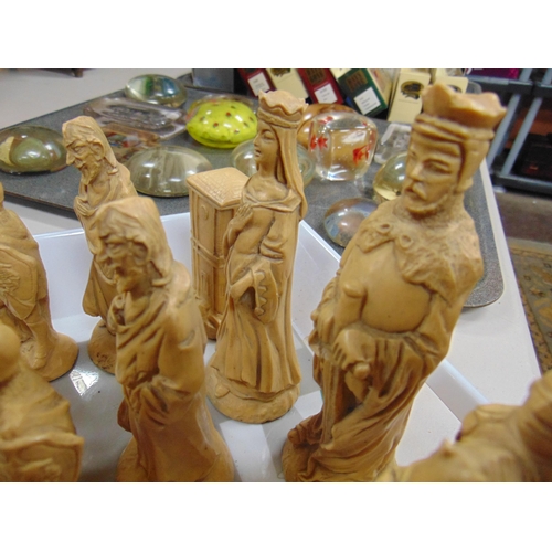 251 - Resin chess set, the pieces modelled as classical figures.