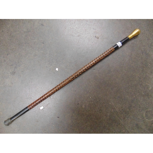 458 - Brass mounted walking stick.