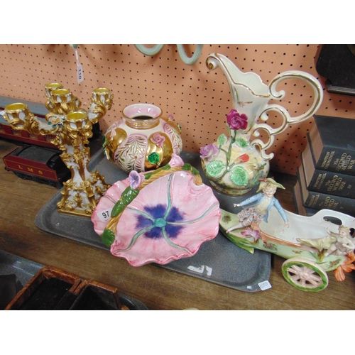 97 - Various floral encrusted ornaments etc.