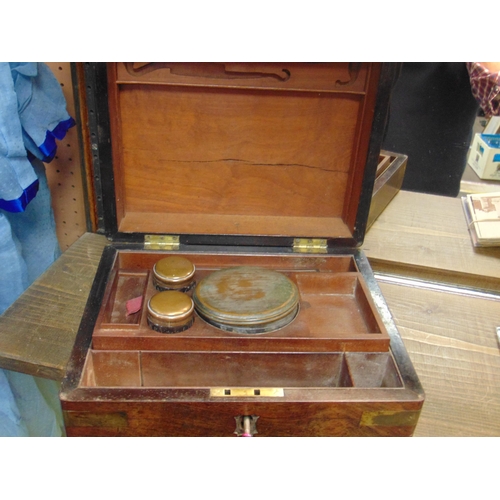 129 - Victorian brass bound rosewood trinket box, 10