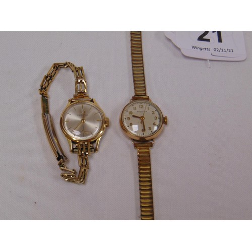 21 - Certina ladies wristwatch and a possibly gold cased Widdop ladies wristwatch.