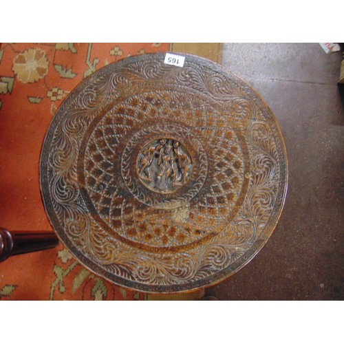 165 - Anglo Indian centre table, heavily carved with elephant head form supports, 19